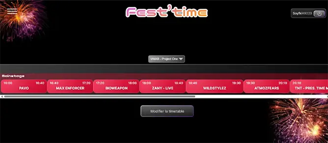 Maquettes UI/UX de Fest&rsquo;time &ndash; application web de gestion de timetable pour festivals