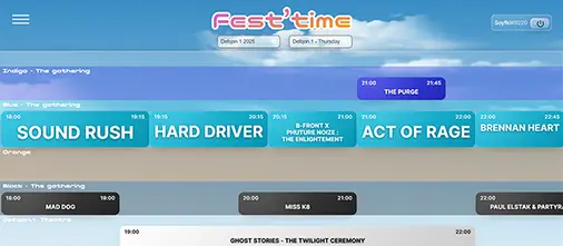 Maquettes UI/UX de Fest’time – application web de gestion de timetable pour festivals