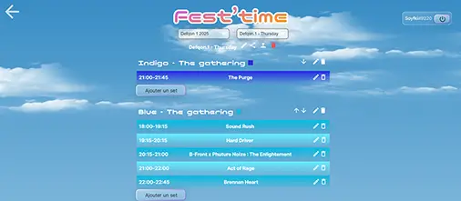Maquettes UI/UX de Fest’time – application web de gestion de timetable pour festivals